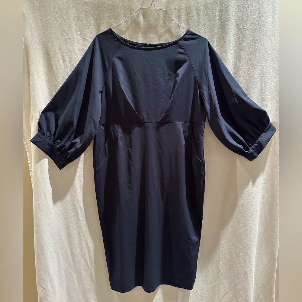 Navy Blue balloon sleeve dress, size XXL